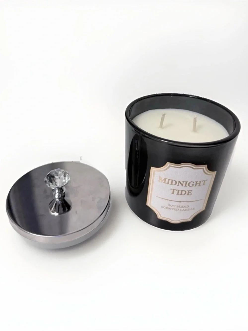 Black Scented Soy-Blend Candle with Silver Lid
